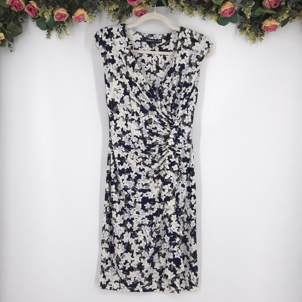 American Living Floral Faux Wrap Ruffle Dress Size 6